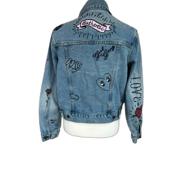 Forever 21 Girl Gang Jean Jacket Denim 90s Y2K Size Large - Picture 4 of 9